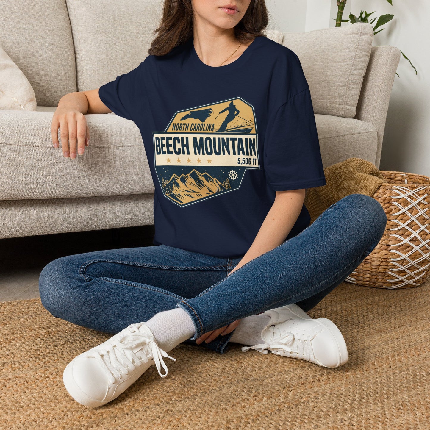 Beech Mountain T‑Shirt — North Carolina Ski & Mountain Vintage Badge (5,506 ft)