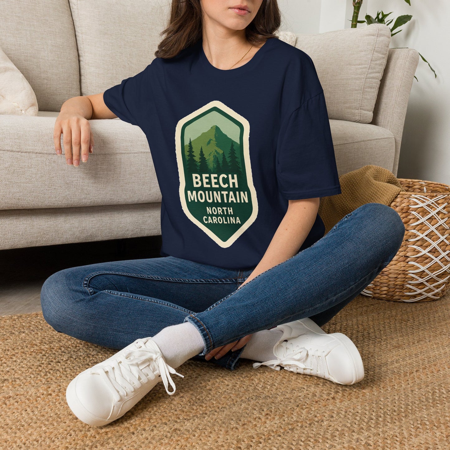 Beech Mountain NC Vintage Hiking T-Shirt — Retro Mountain Badge Graphic Tee