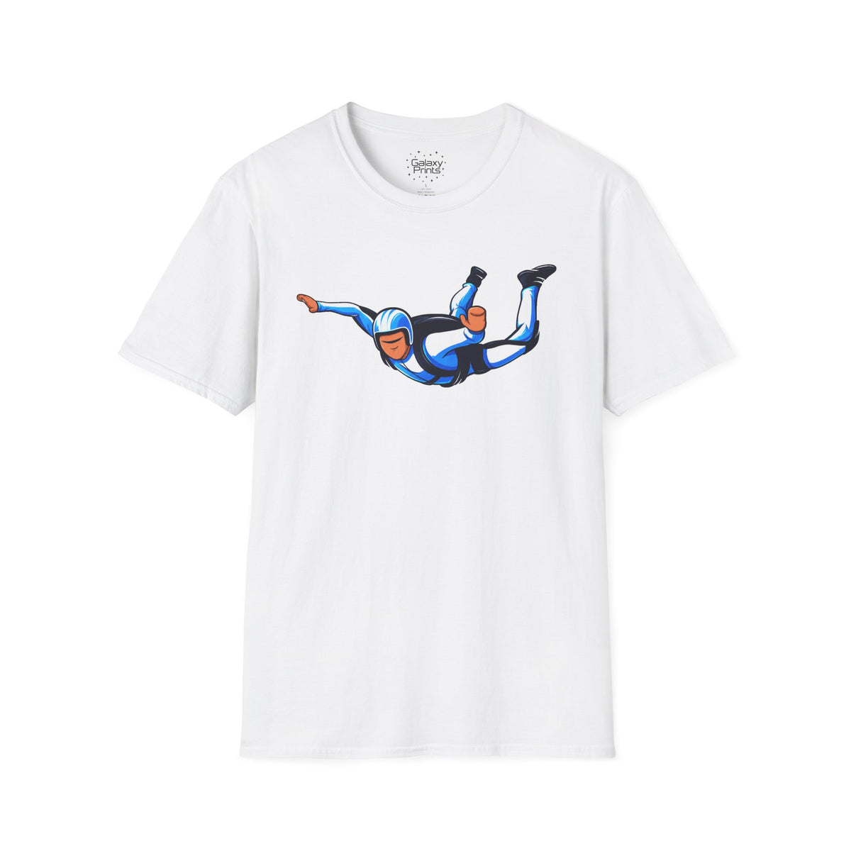 Skydiver Graphic T-Shirt — Blue Wingsuit Freefall Tee - I Survived on the back