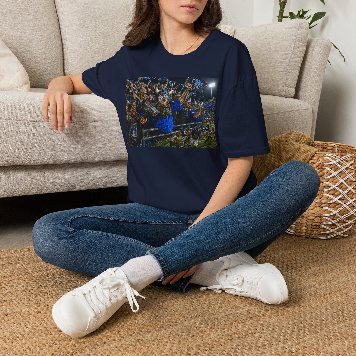 Viking Fans with #1 FAN T‑Shirt — '#1 FAN leading the fight' Graphic Tee - Viking crowd