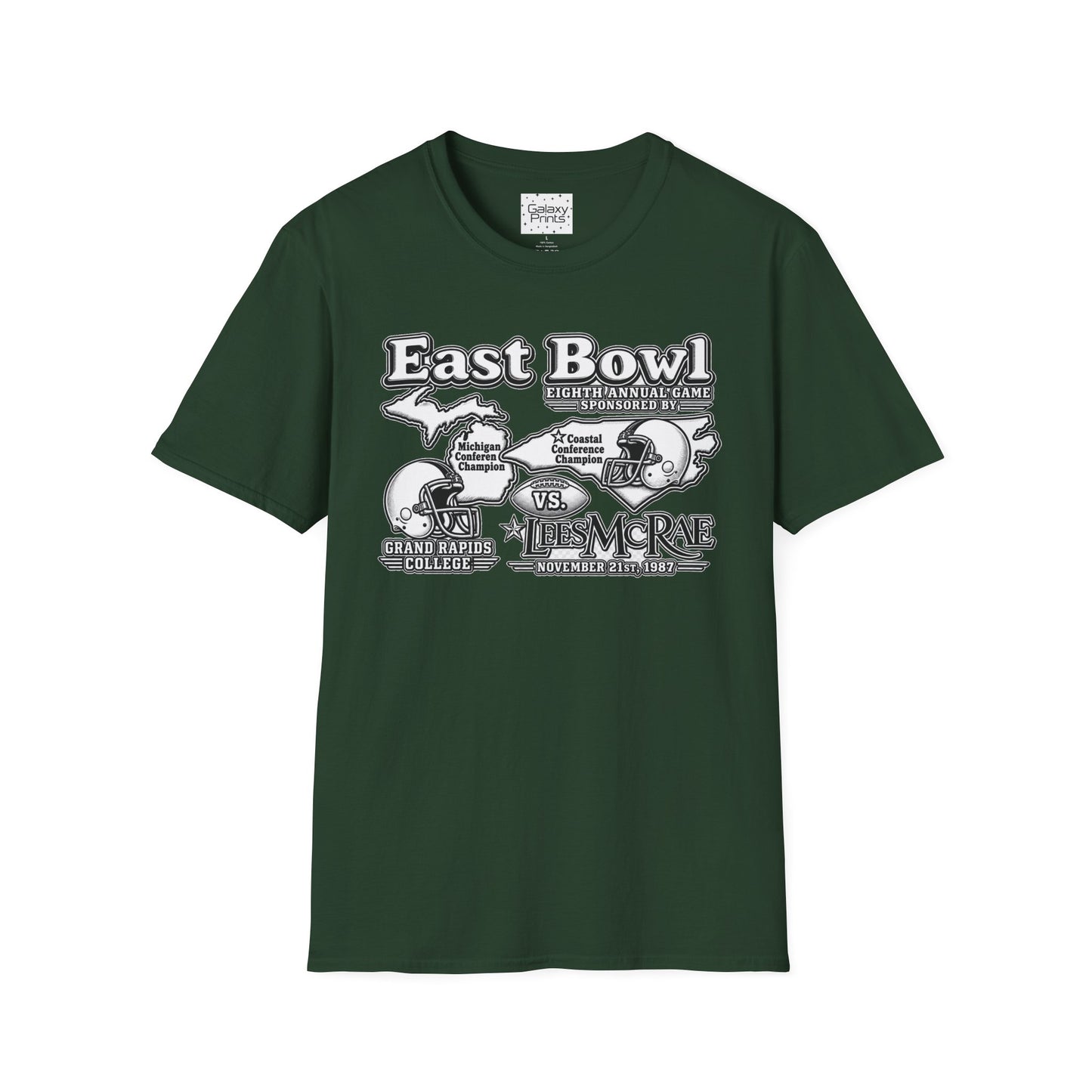 1987 East Bowl Vintage Football T-Shirt — Retro Game Day Tee (East Bowl, Lees McRae)