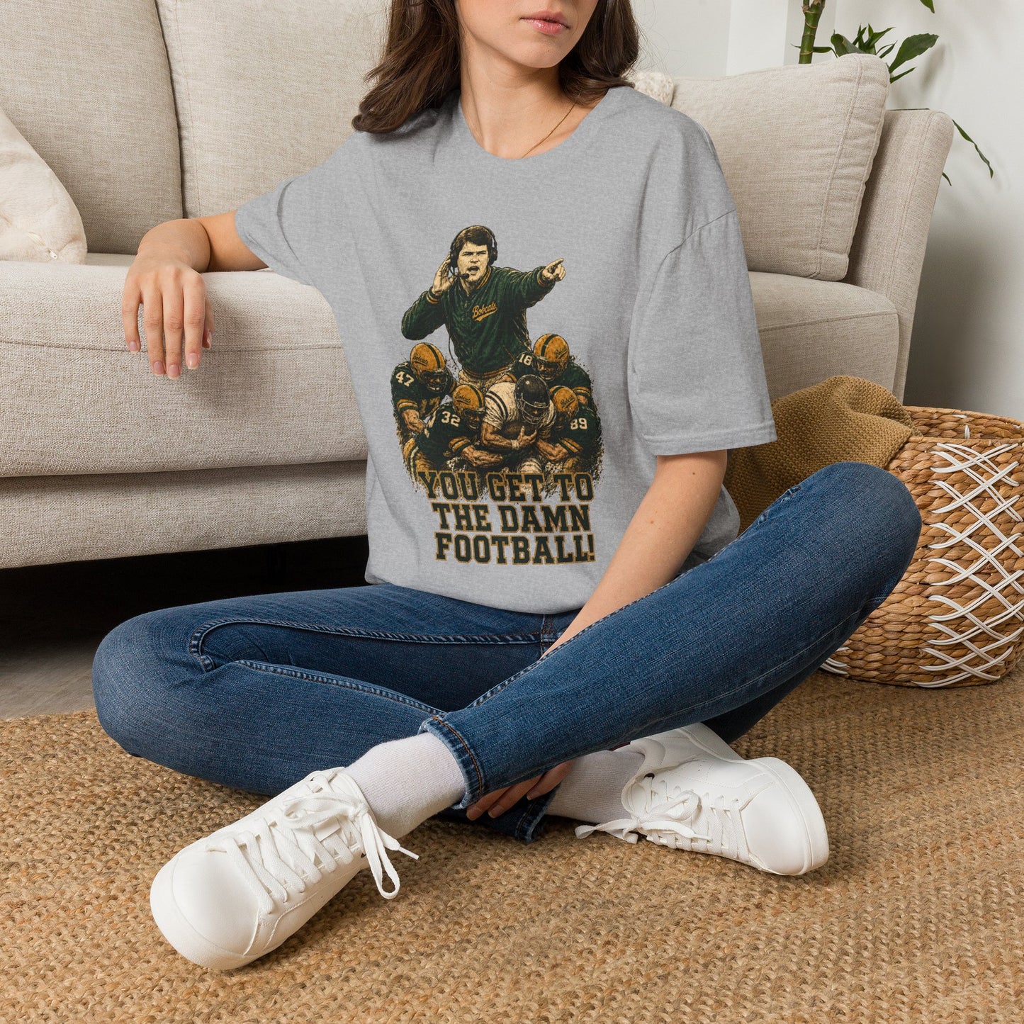 Lees-McRae College Bobcats Vintage Football T-Shirt — Coach Johnson #2  "You Get To The Darm Football" - Forever Undefeated