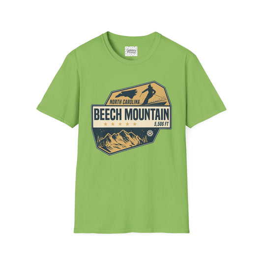 Beech Mountain T‑Shirt — North Carolina Ski & Mountain Vintage Badge (5,506 ft)