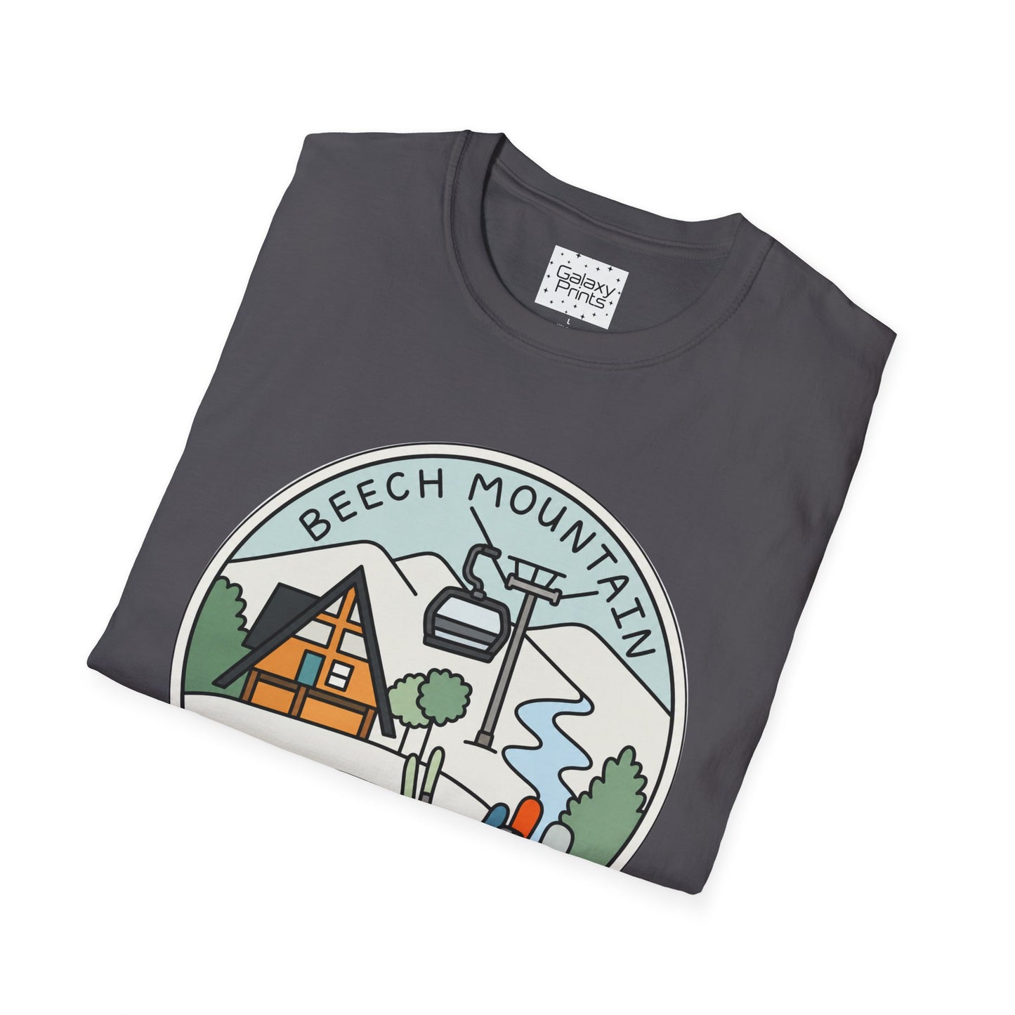 Beech Mountain NC Ski Lift Cartoon T-Shirt — Mountain Cabin & River Outdoor Cartoon Graphic Tee