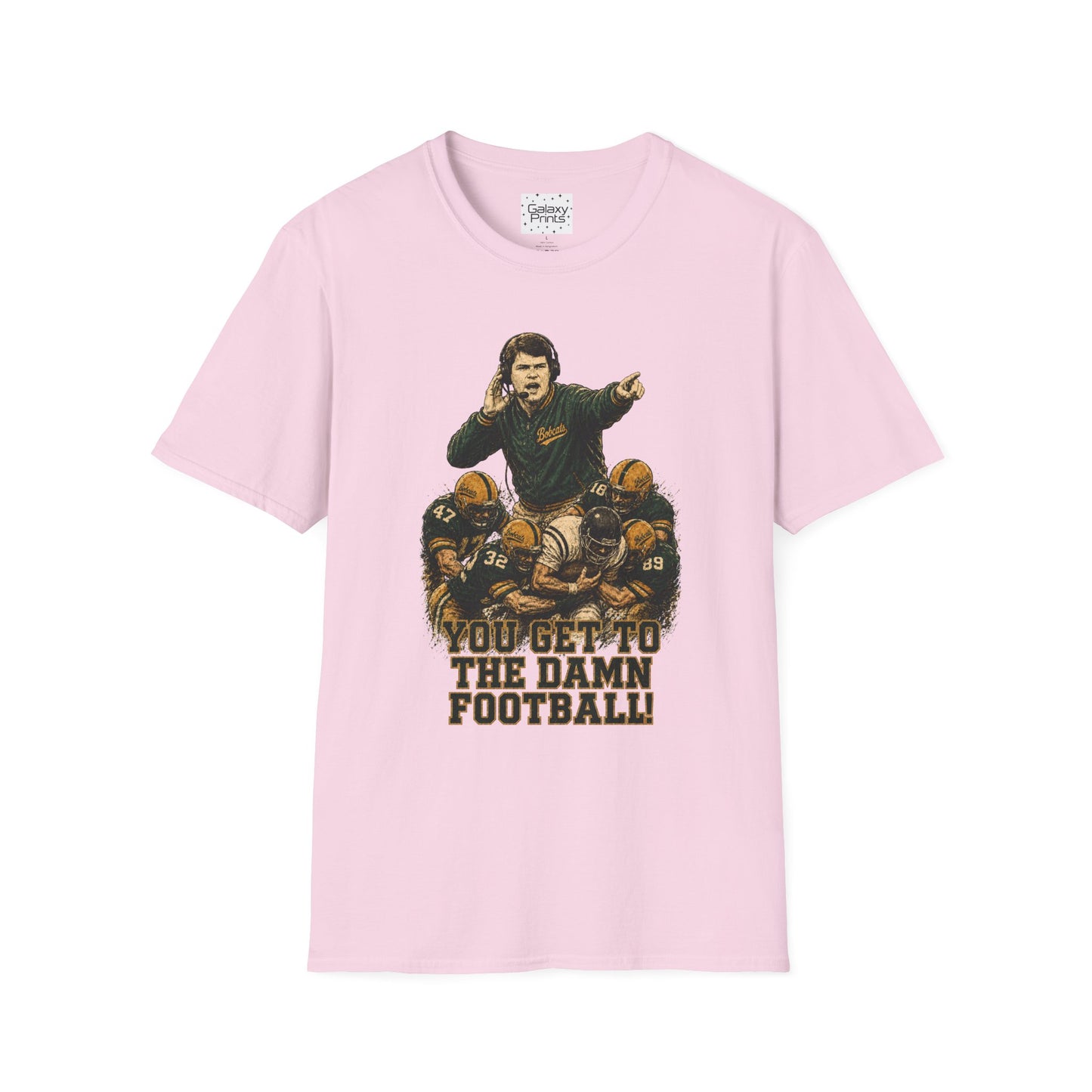 Lees-McRae College Bobcats Vintage Football T-Shirt — Coach Johnson #2  "You Get To The Darm Football" - Forever Undefeated