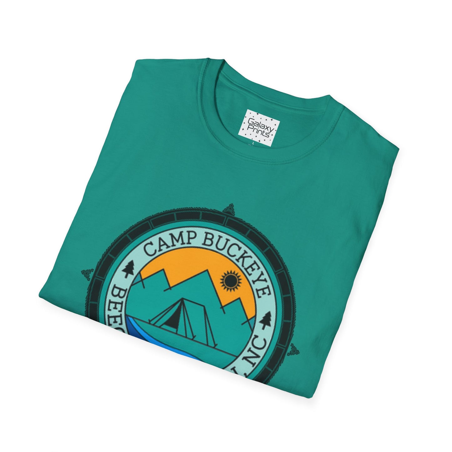 Camp Buckeye Beach Mountains T-Shirt — Vintage Outdoor Camping Badge Tee