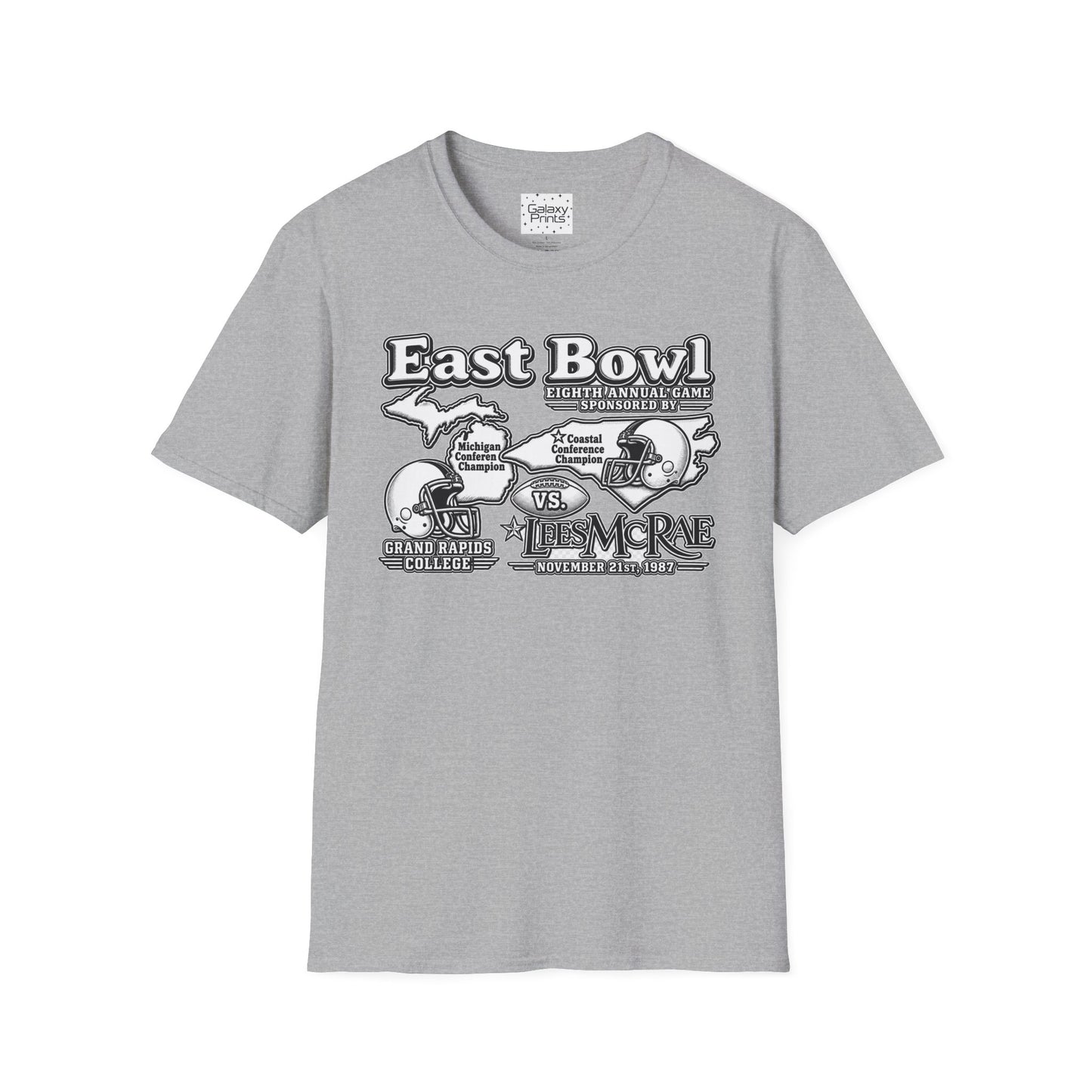 1987 East Bowl Vintage Football T-Shirt — Retro Game Day Tee (East Bowl, Lees McRae)