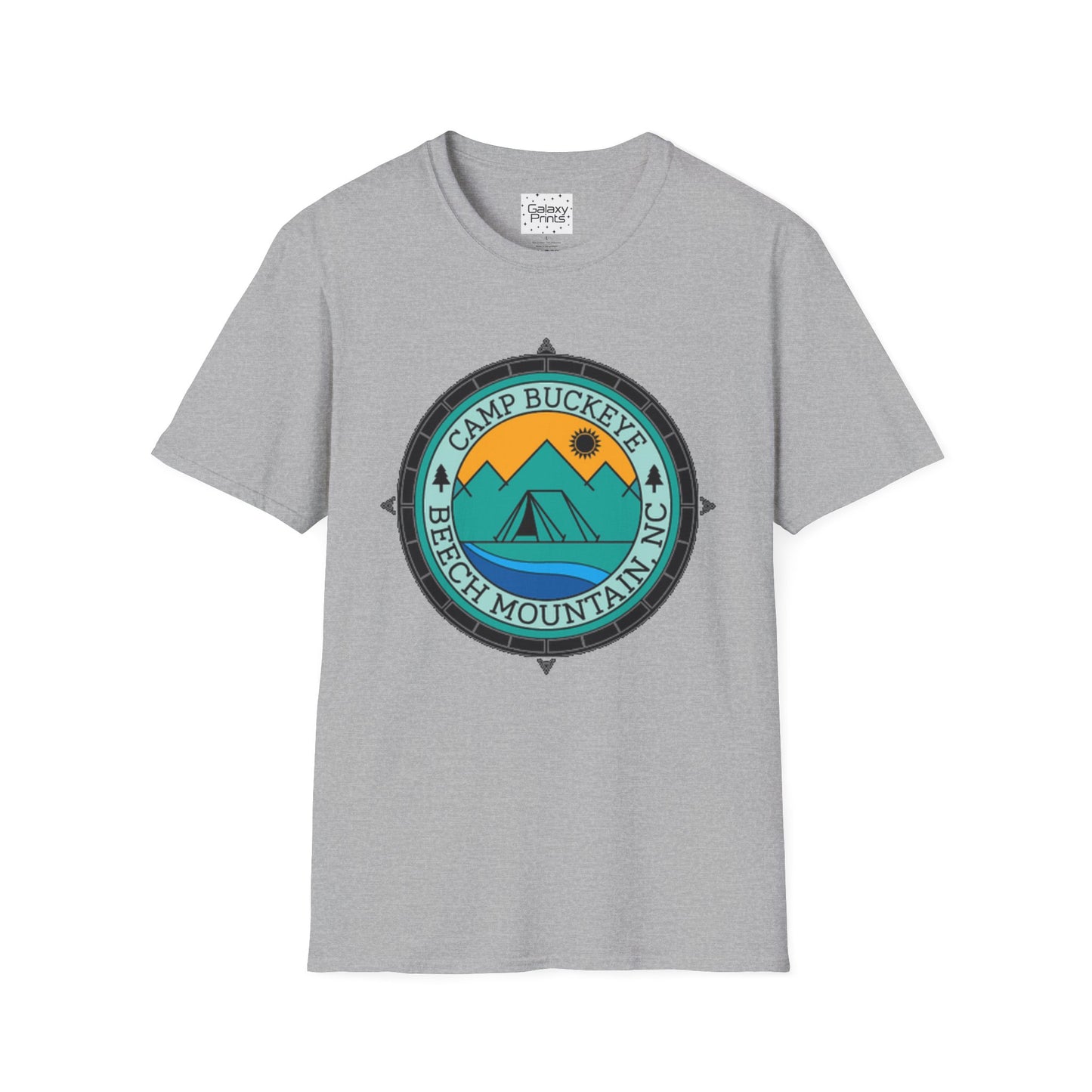 Camp Buckeye Beach Mountains T-Shirt — Vintage Outdoor Camping Badge Tee