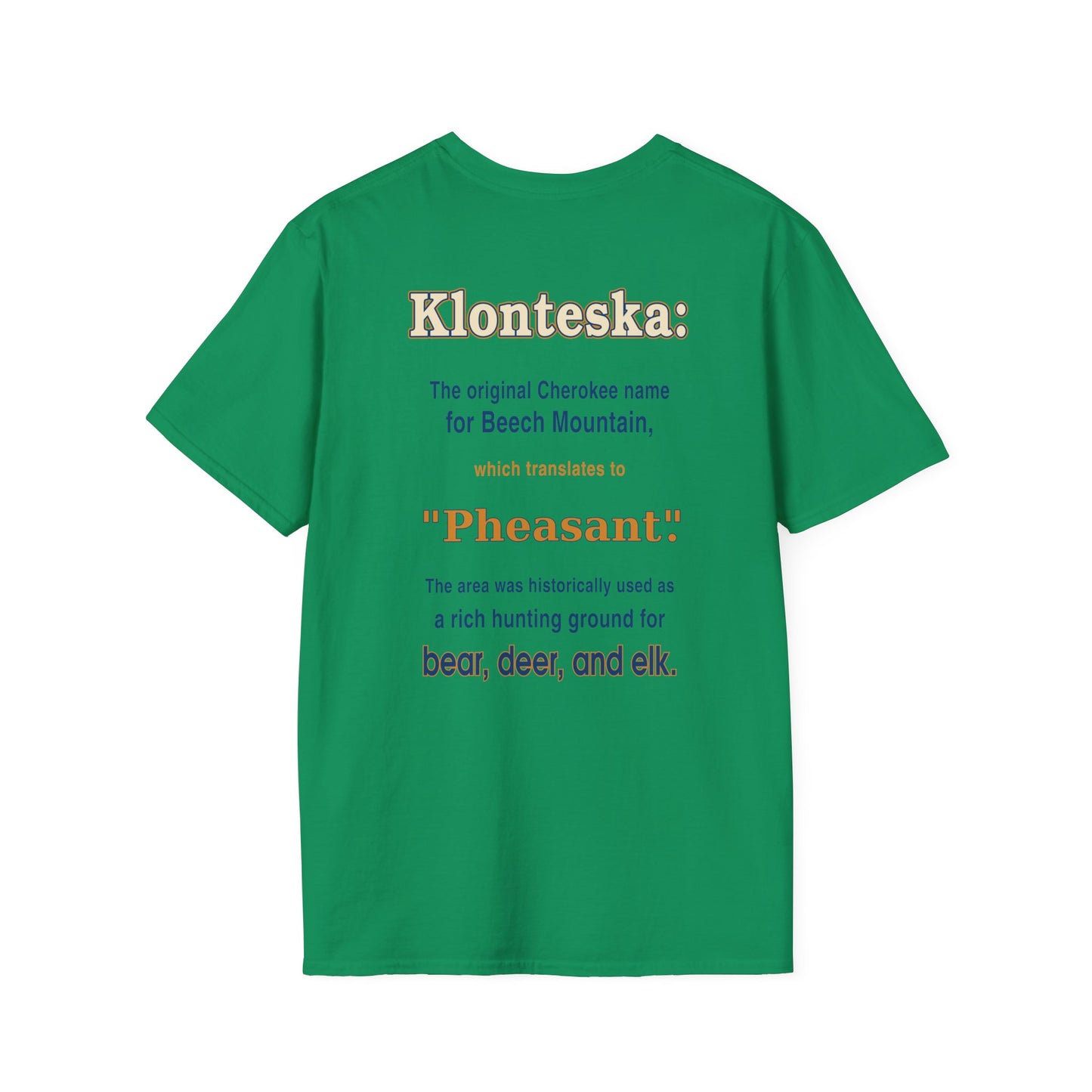 Klonteska: aka Beech Mountain NC to the Cherokee Indians T-Shirt — Pheasant Mountain Logo Tee