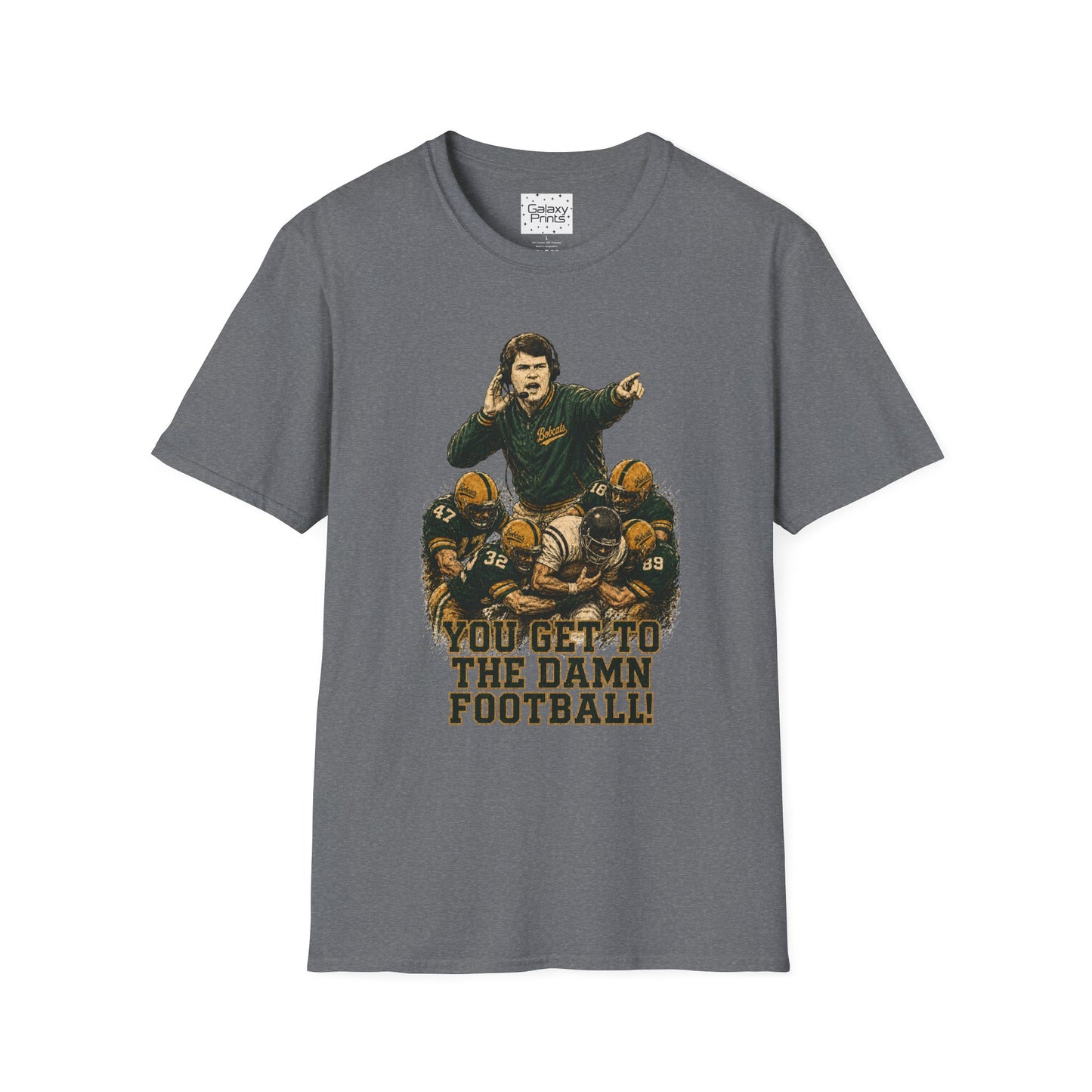 Lees-McRae College Bobcats Vintage Football T-Shirt — Coach Johnson #2  "You Get To The Darm Football" - Forever Undefeated