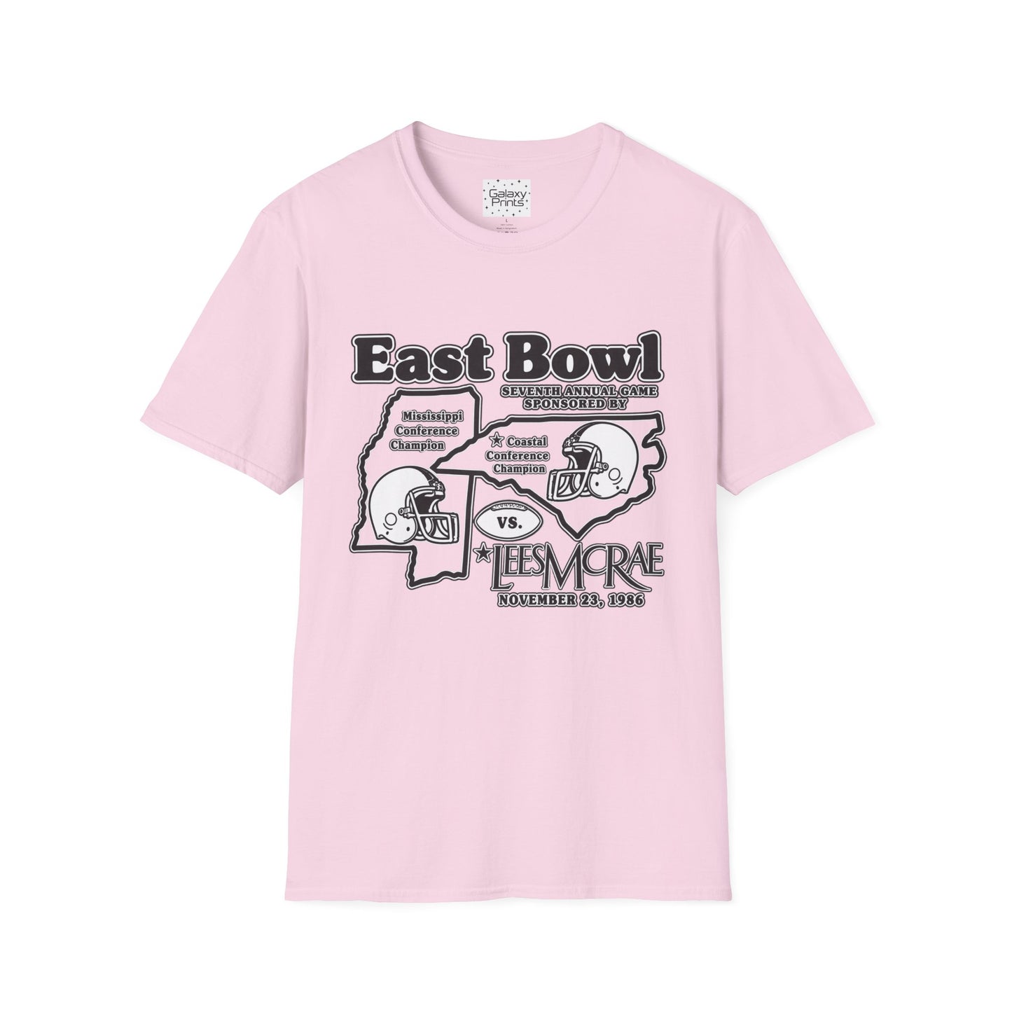 1986 East Bowl Vintage Football T-Shirt — Retro Game Day Tee (East Bowl, Lees McRae)