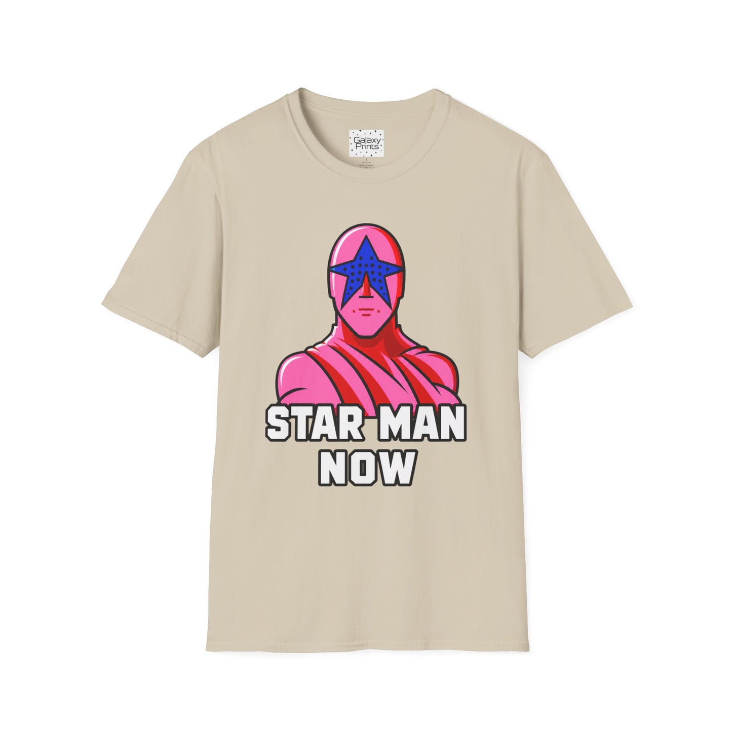 STAR MAN Nin Wrestling video game "NOW" and "THEN" T-Shirt — Retro Pop Hero Graphic Tee - Nin Wrestler STAR MAN video game - Current Culture