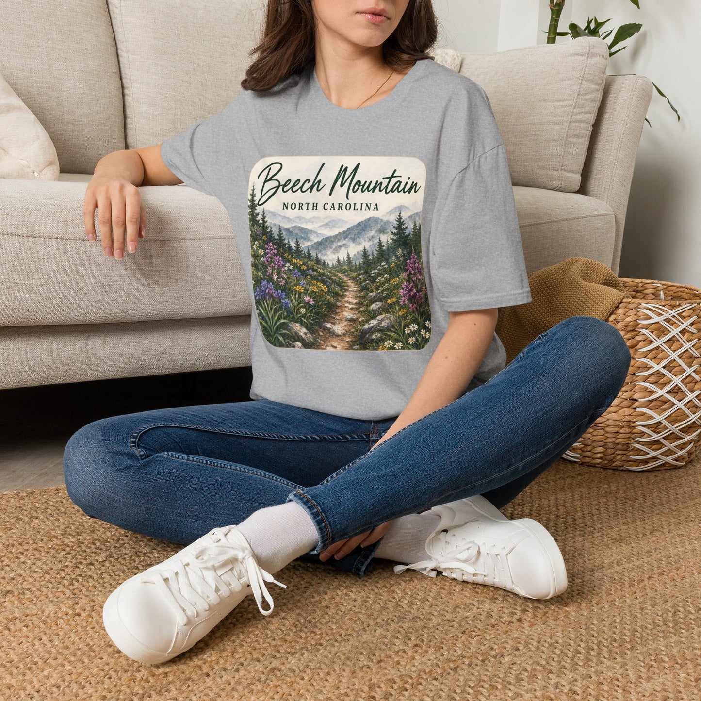 Beech Mountain North Carolina Scenic T-Shirt — Mountain Trail Floral Design