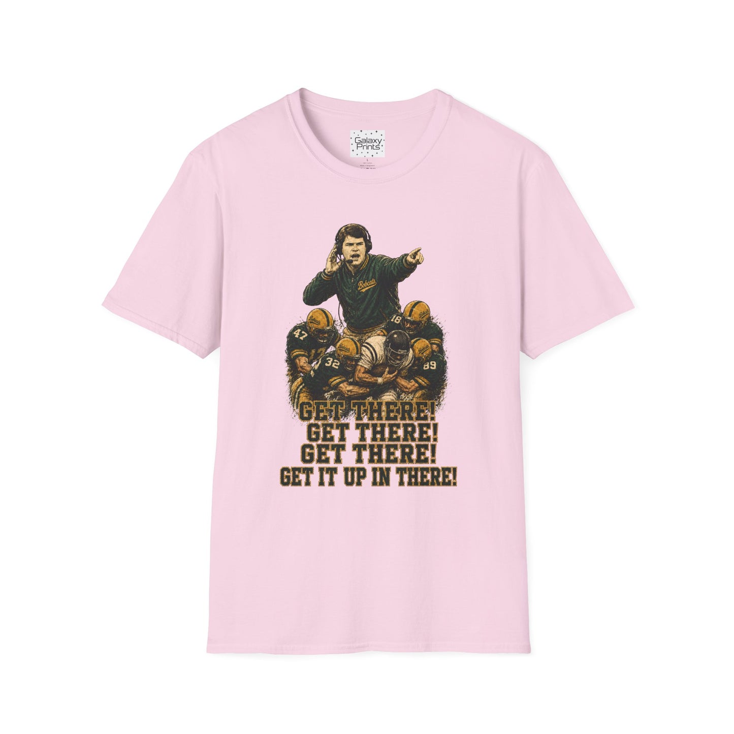 Lees-McRae College Bobcats Vintage Football T-Shirt — Coach Johnson  "Get There! x 3 Get it up" - Forever Undefeated