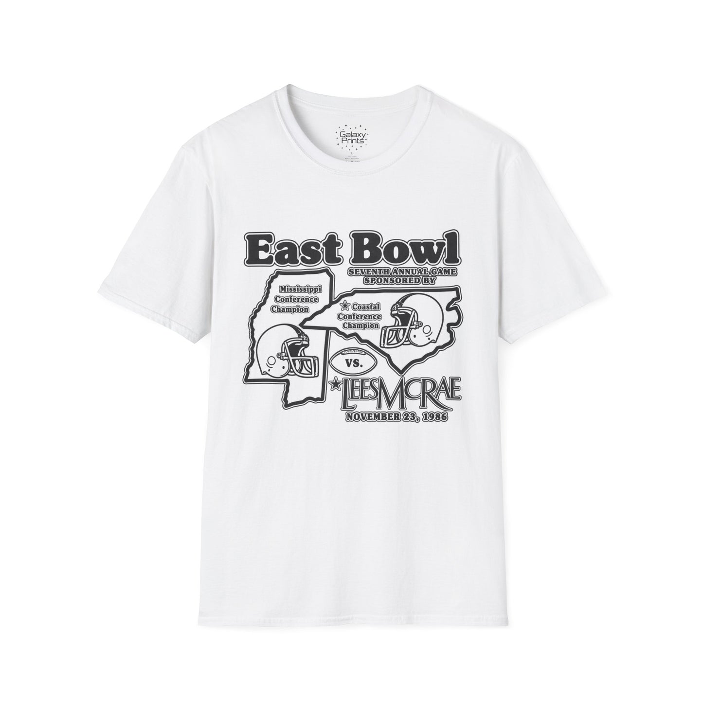 1986 East Bowl Vintage Football T-Shirt — Retro Game Day Tee (East Bowl, Lees McRae)