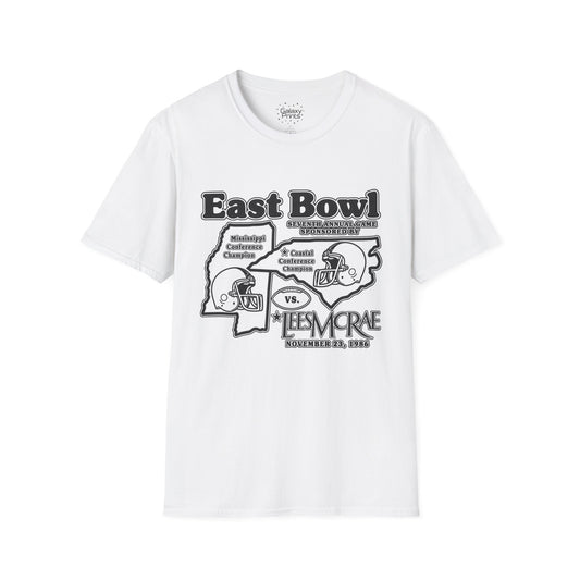 1986 East Bowl Vintage Football T-Shirt — Retro Game Day Tee (East Bowl, Lees McRae)
