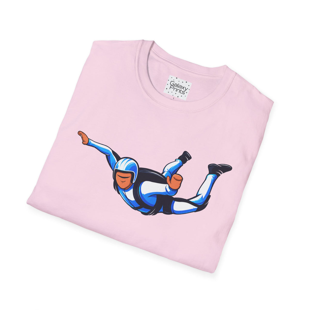 Skydiver Graphic T-Shirt — Blue Wingsuit Freefall Tee - I Survived on the back