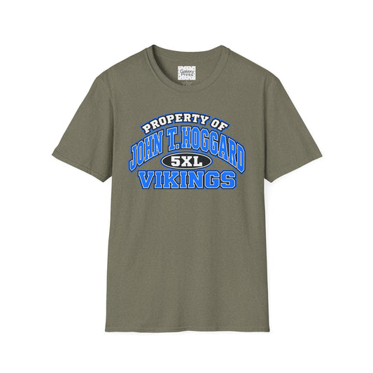 Property of JTH Vikings T‑Shirt 5XL — Viking in Power Circle back - Hoggard School Spirit Tee
