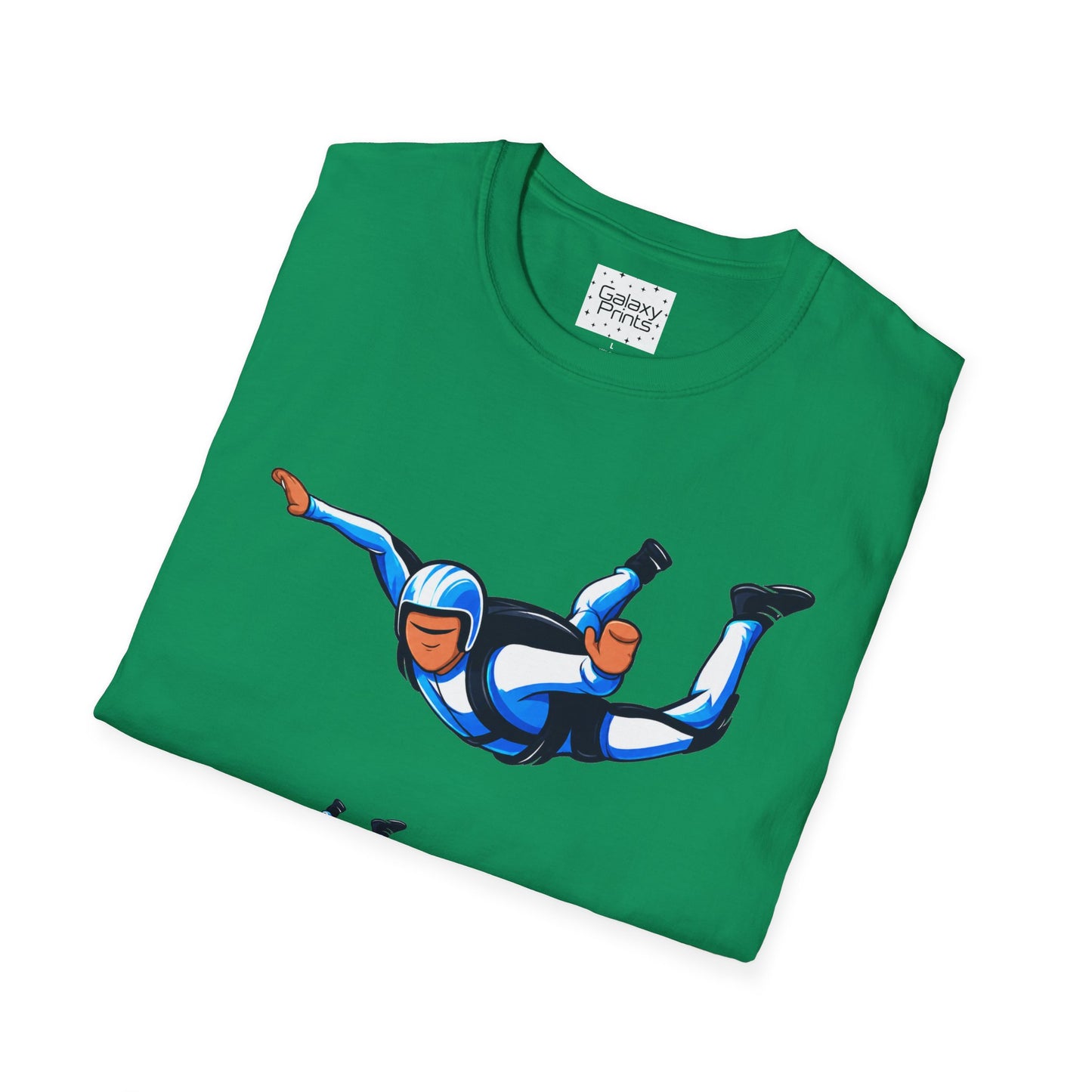 Skydiver Graphic T-Shirt — Blue Freefall Parachute Design