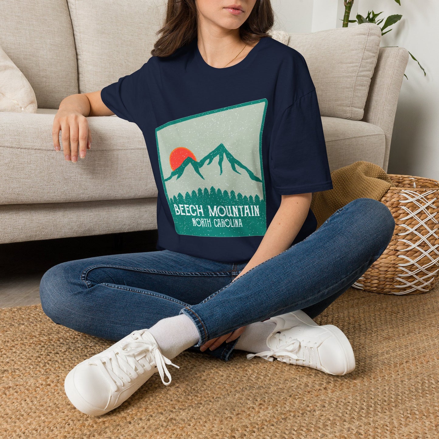 Beech Mountain NC Let it Snow T-Shirt — Retro Mountain Sunrise Snow Tee