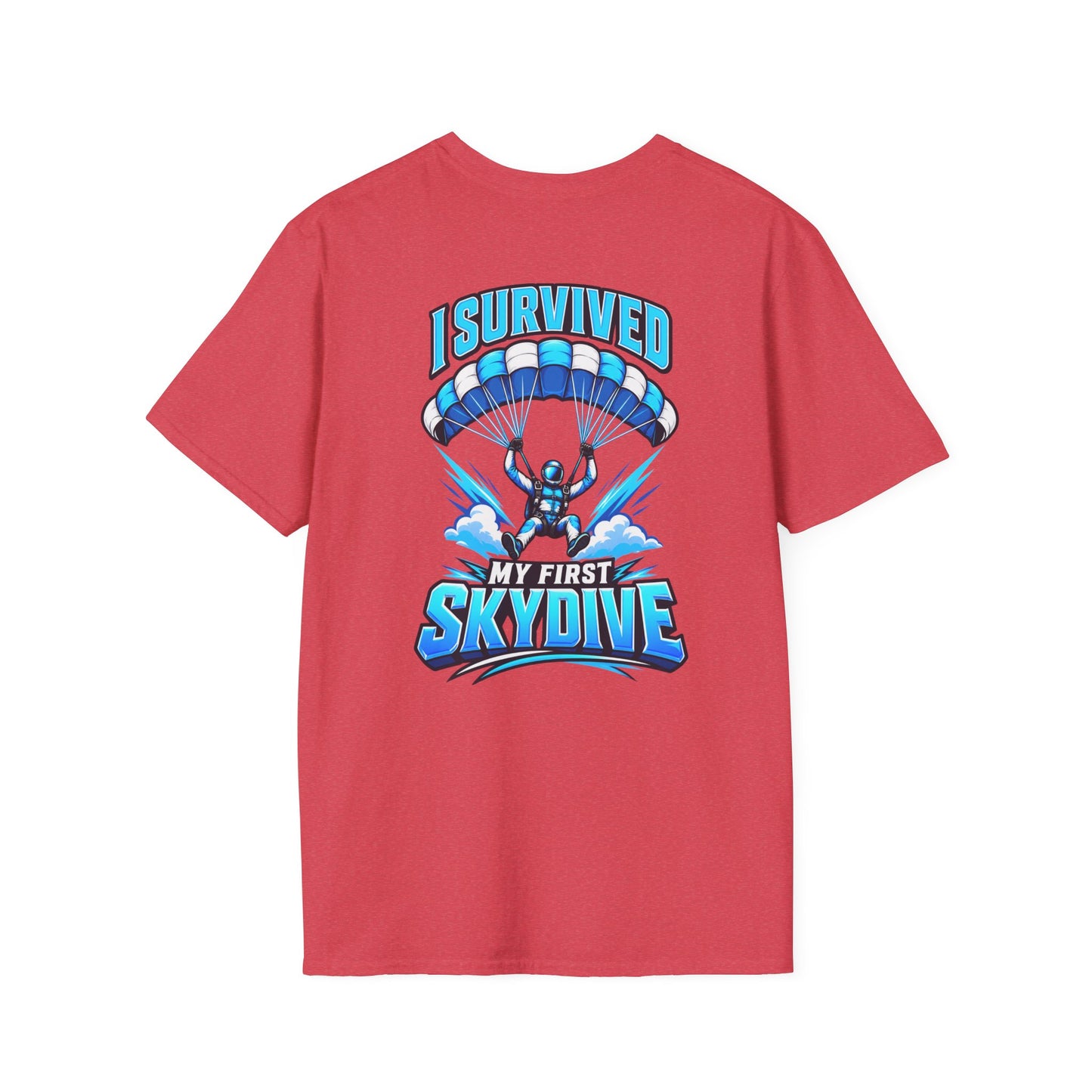 Skydiver Graphic T-Shirt — Blue Freefall Parachute Design