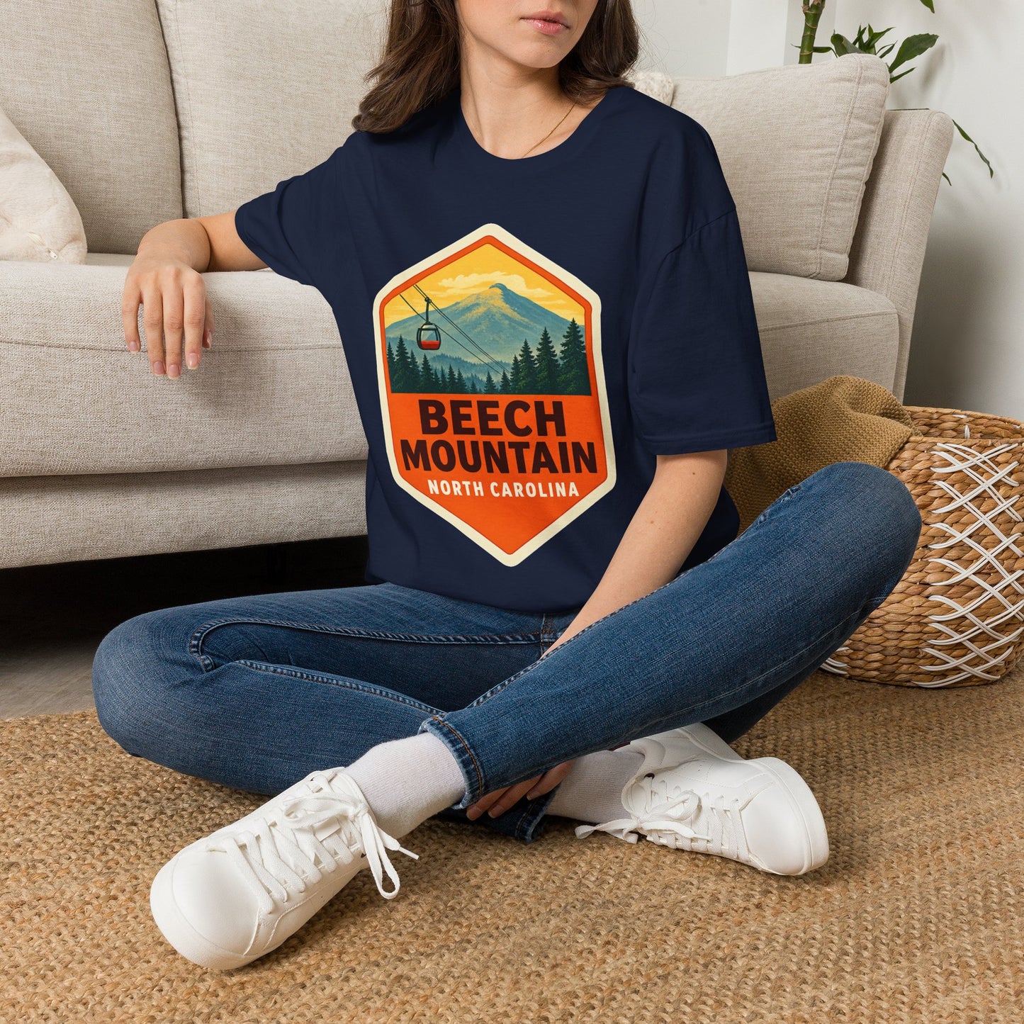 Beech Mountain NC Graphic T-Shirt Diamond — Mountain Ski Lift Vintage look