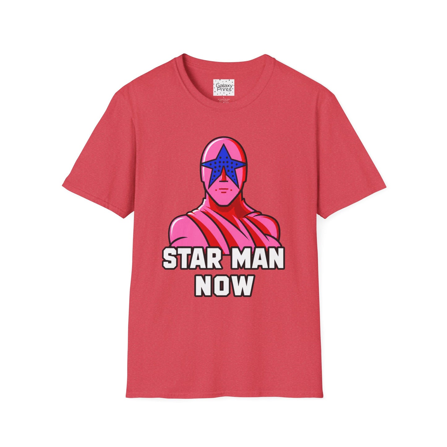STAR MAN Nin Wrestling video game "NOW" and "THEN" T-Shirt — Retro Pop Hero Graphic Tee - Nin Wrestler STAR MAN video game - Current Culture