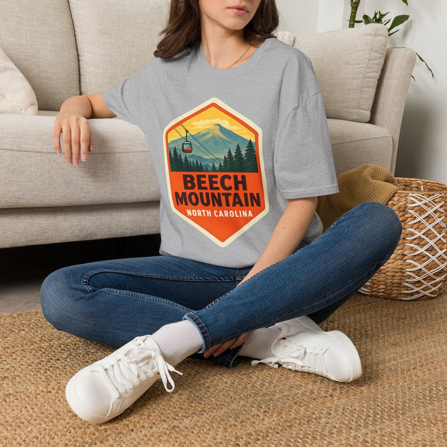 Beech Mountain NC Graphic T-Shirt Diamond — Mountain Ski Lift Vintage look