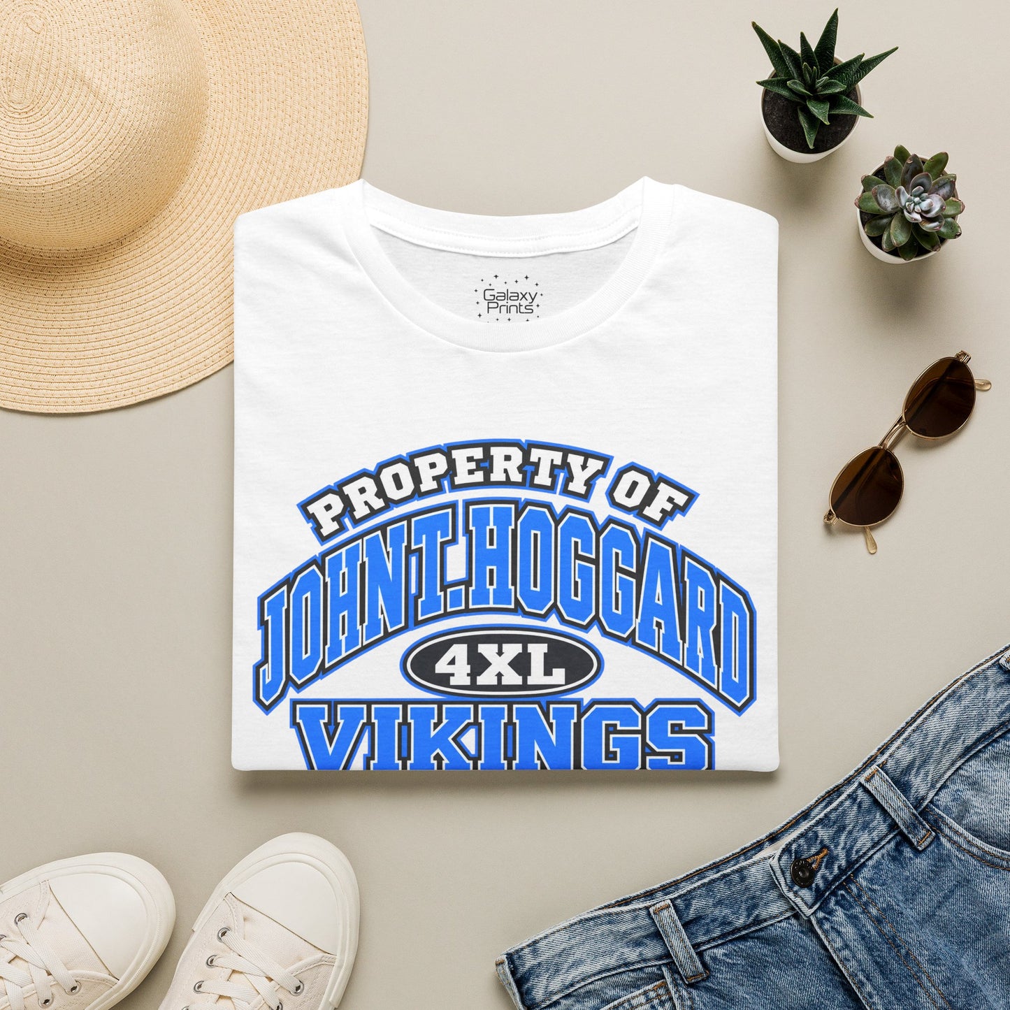 Property of JTH Vikings T‑Shirt 4XL — Viking in Power Circle back - Hoggard School Spirit Tee