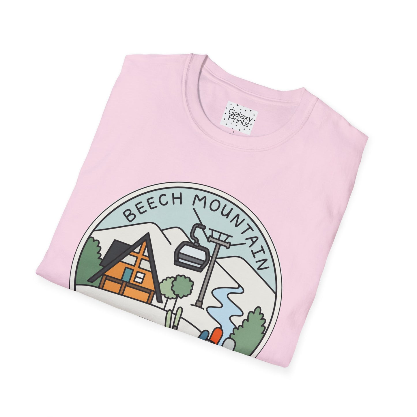 Beech Mountain NC Ski Lift Cartoon T-Shirt — Mountain Cabin & River Outdoor Cartoon Graphic Tee