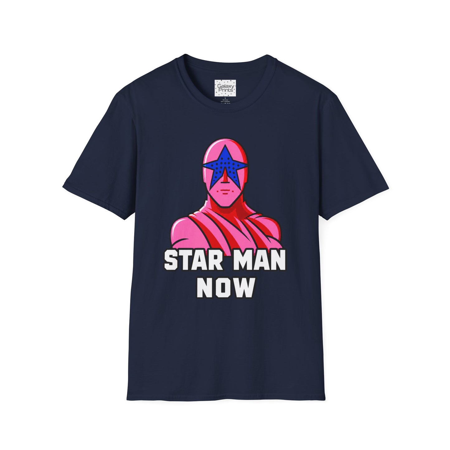 STAR MAN Nin Wrestling video game "NOW" and "THEN" T-Shirt — Retro Pop Hero Graphic Tee - Nin Wrestler STAR MAN video game - Current Culture