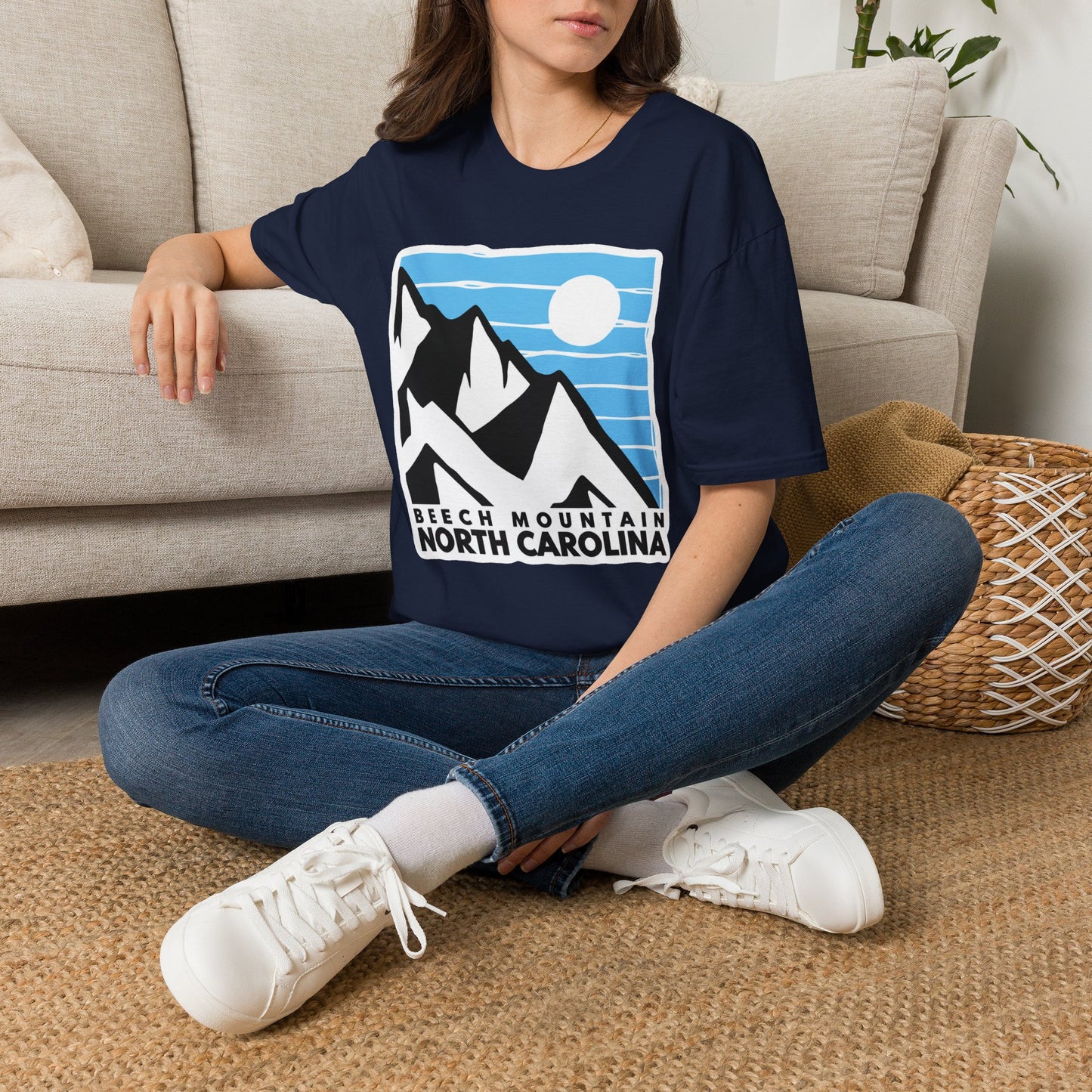 Beach Mountain North Carolina T-Shirt — Retro Mountain Range Sun Graphic Tee