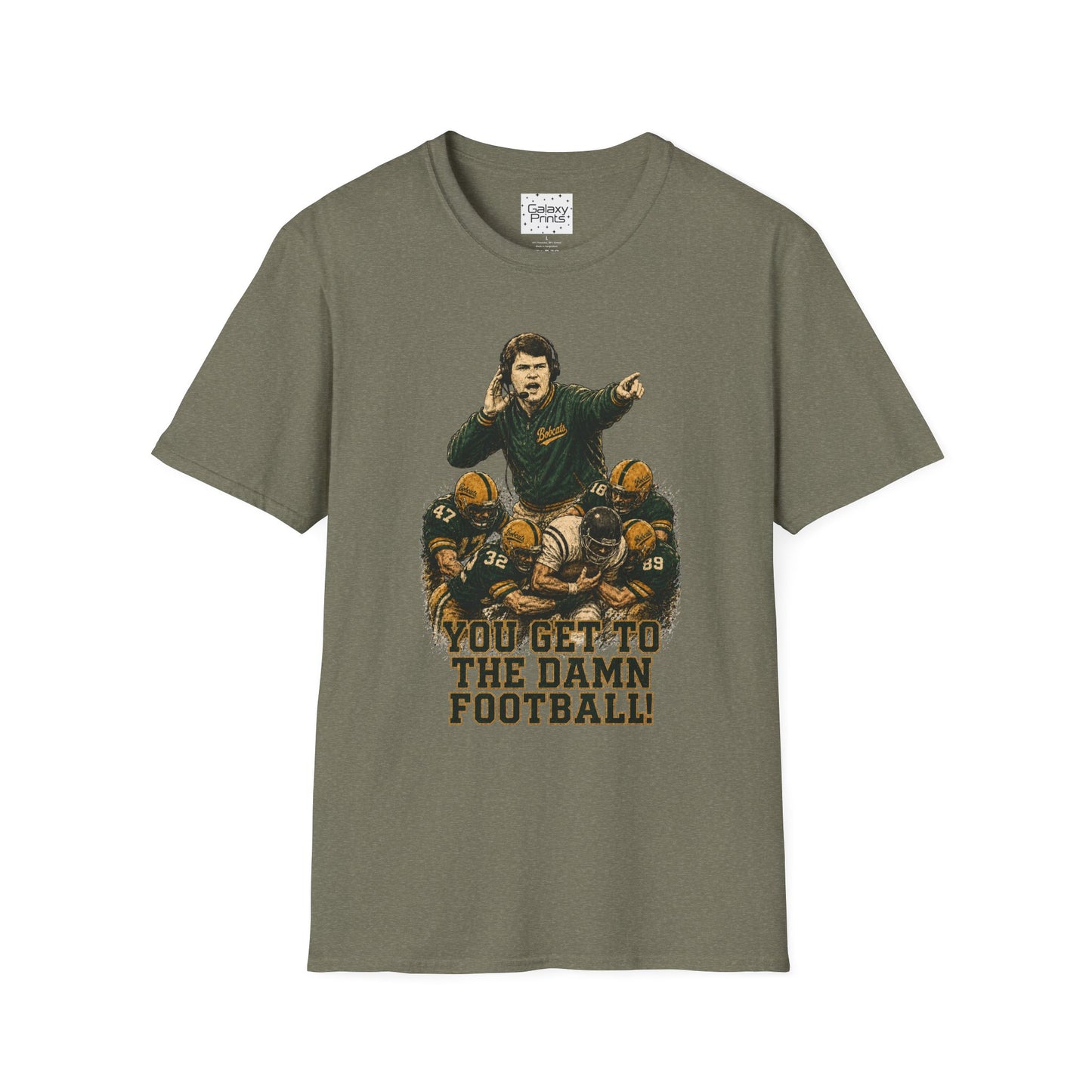 Lees-McRae College Bobcats Vintage Football T-Shirt — Coach Johnson #2  "You Get To The Darm Football" - Forever Undefeated