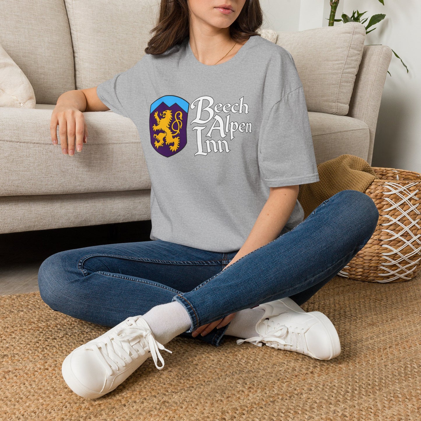 Beech Alpen Inn Crest Tee - (vintage heraldic logo) T-Shirt - Beech Mtn, NC