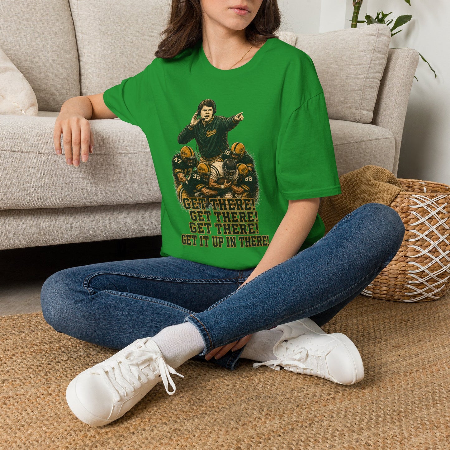 Lees-McRae College Bobcats Vintage Football T-Shirt — Coach Johnson  "Get There! x 3 Get it up" - Forever Undefeated