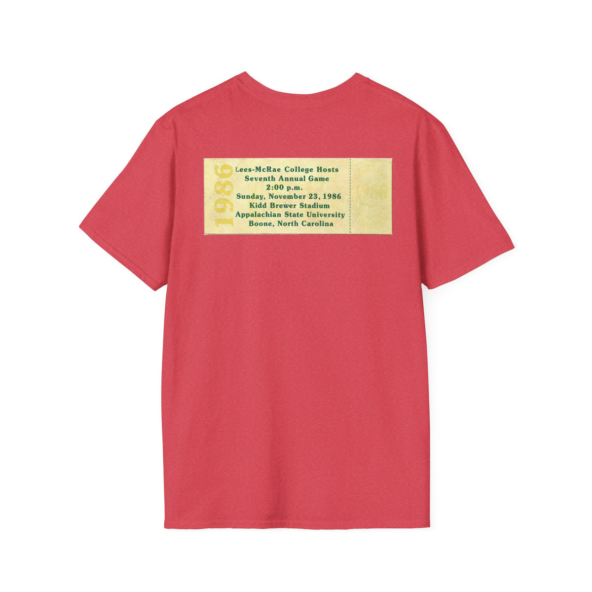 1986 East Bowl Vintage Football T-Shirt — With Game Day Ticket on back - Retro Game Day Tee (East Bowl, Lees McRae)