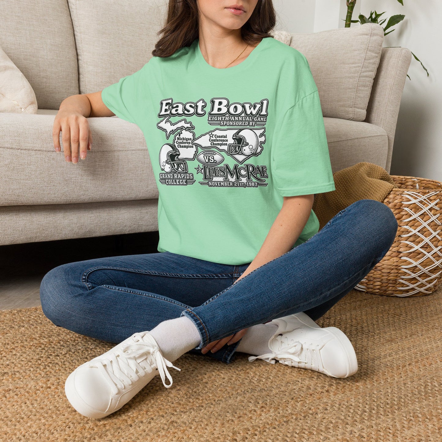 1987 East Bowl Vintage Football T-Shirt — Retro Game Day Tee (East Bowl, Lees McRae)