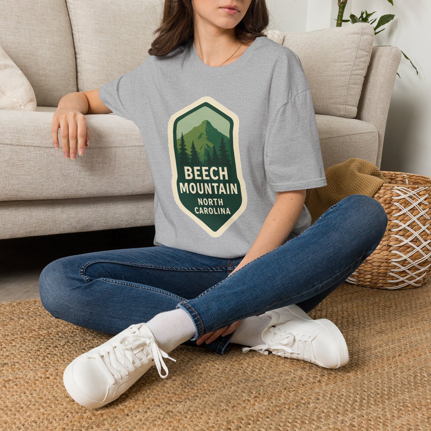 Beech Mountain NC Vintage Hiking T-Shirt — Retro Mountain Badge Graphic Tee