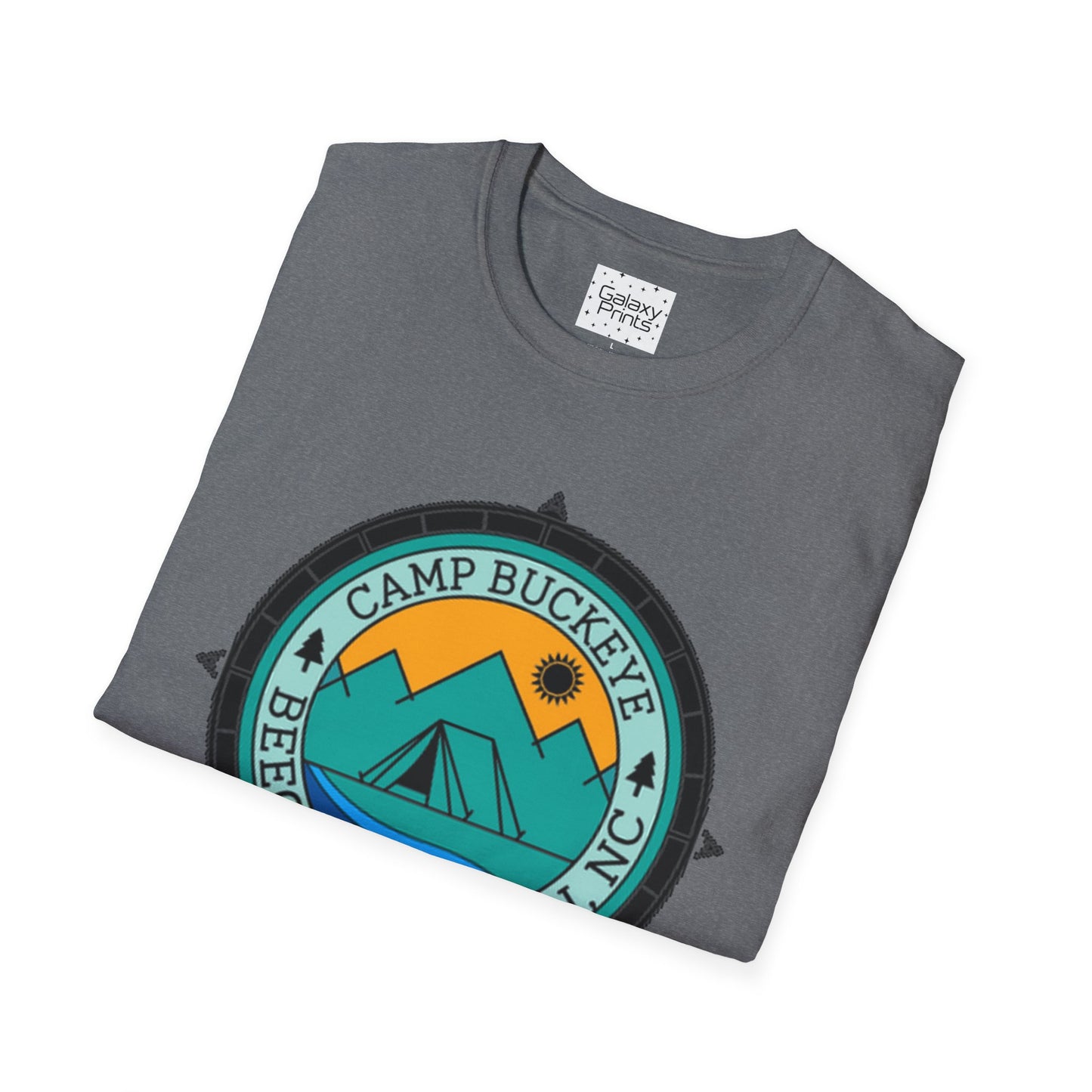 Camp Buckeye Beach Mountains T-Shirt — Vintage Outdoor Camping Badge Tee