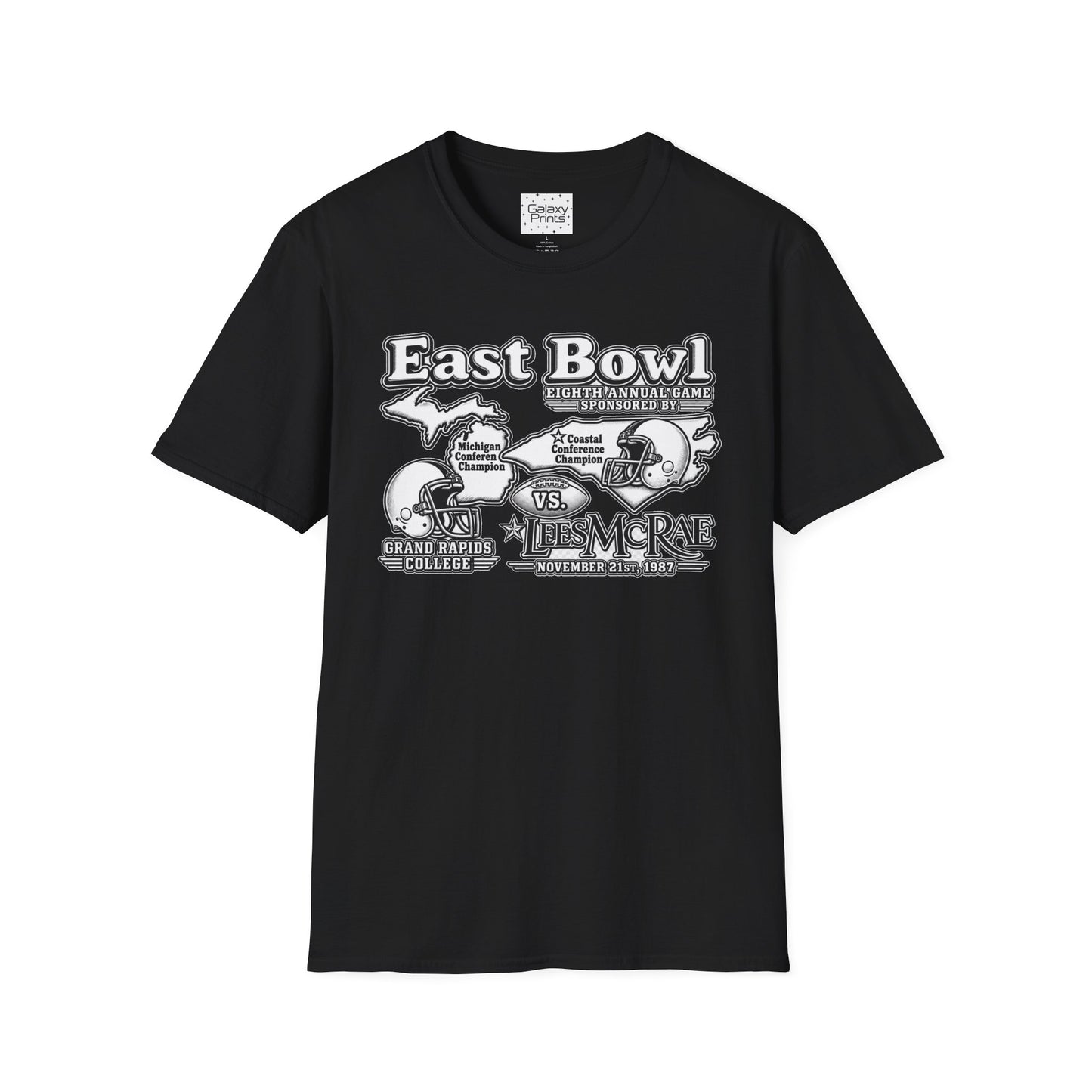 1987 East Bowl Vintage Football T-Shirt — Retro Game Day Tee (East Bowl, Lees McRae)