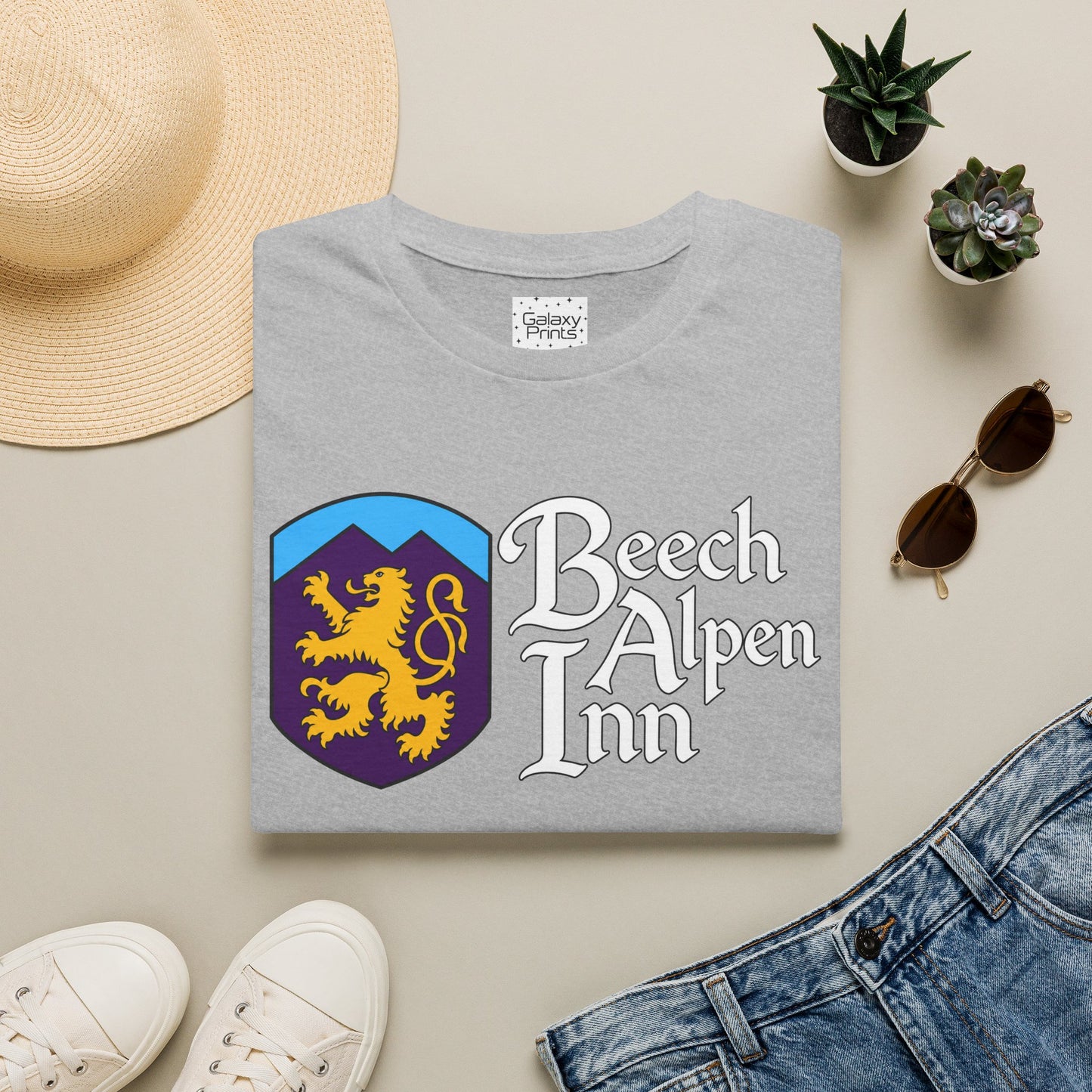 Beech Alpen Inn Crest Tee - (vintage heraldic logo) T-Shirt - Beech Mtn, NC