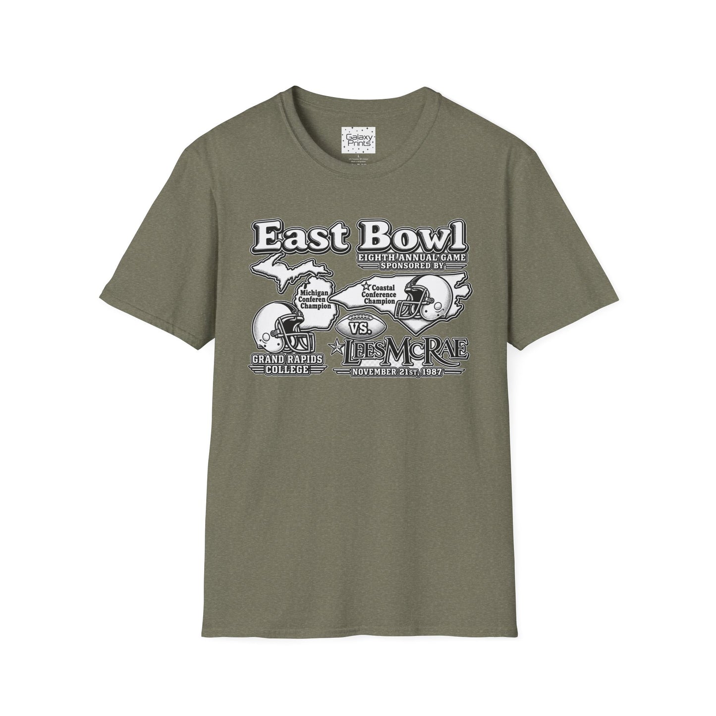 1987 East Bowl Vintage Football T-Shirt — Retro Game Day Tee (East Bowl, Lees McRae)