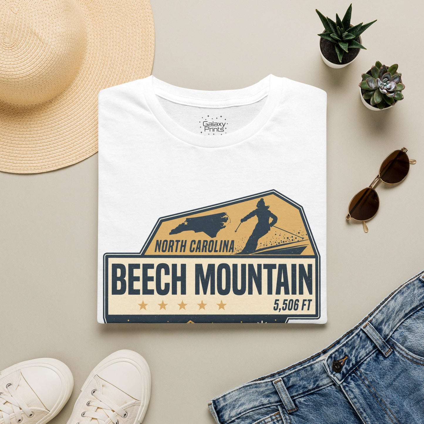 Beech Mountain T‑Shirt — North Carolina Ski & Mountain Vintage Badge (5,506 ft)