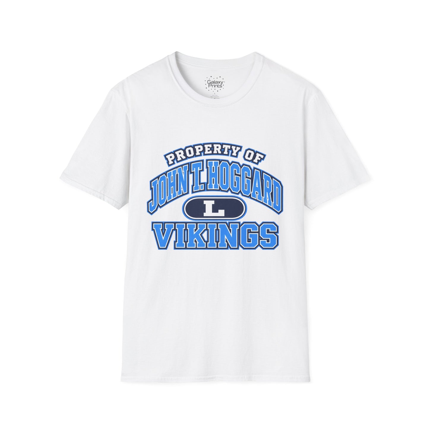 Property of JTH Vikings T‑Shirt L — Viking in Power Circle back - Hoggard School Spirit Tee