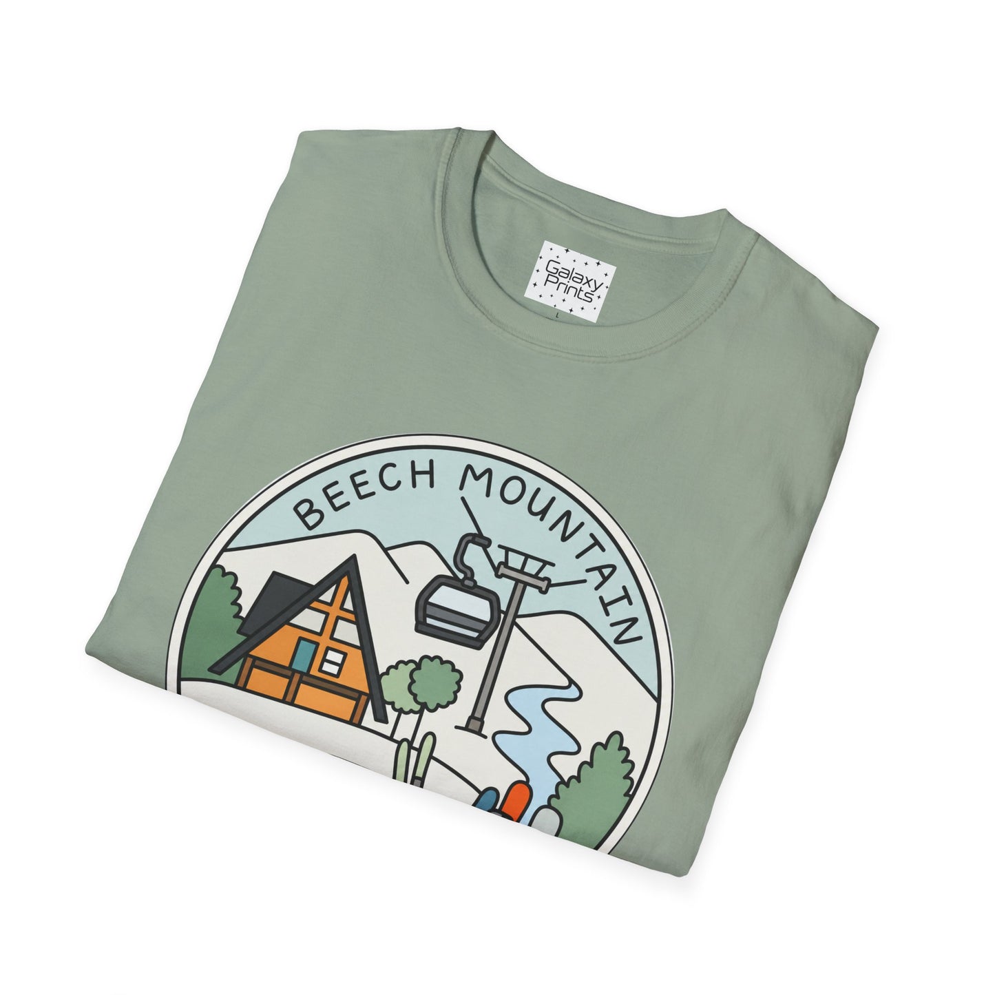 Beech Mountain NC Ski Lift Cartoon T-Shirt — Mountain Cabin & River Outdoor Cartoon Graphic Tee