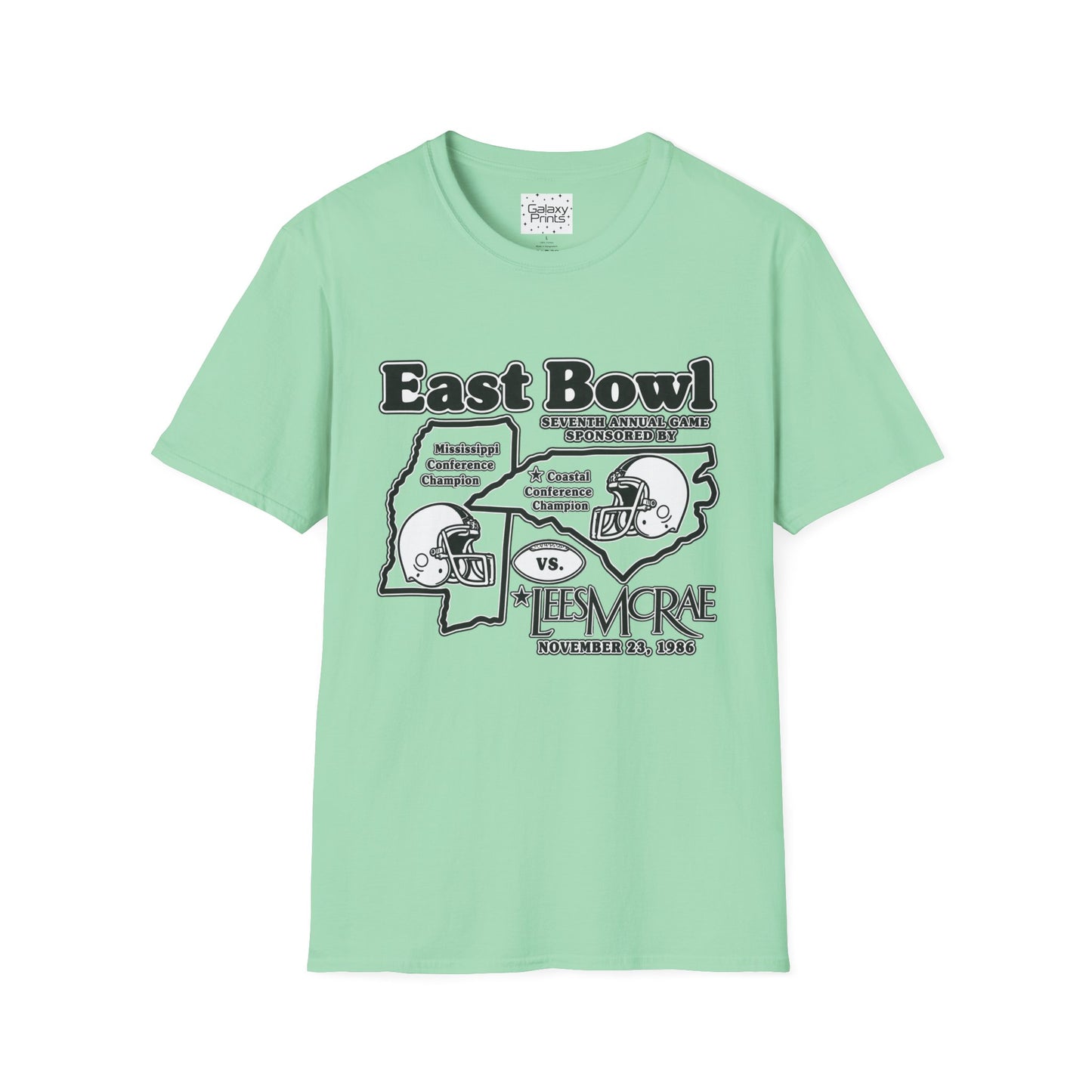 1986 East Bowl Vintage Football T-Shirt — Retro Game Day Tee (East Bowl, Lees McRae)