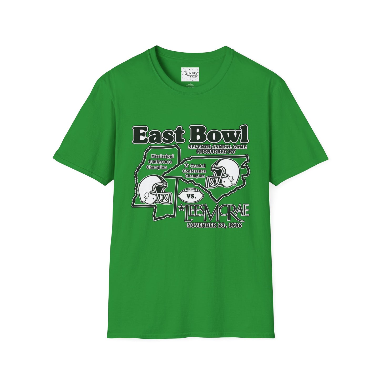 1986 East Bowl Vintage Football T-Shirt — Retro Game Day Tee (East Bowl, Lees McRae)
