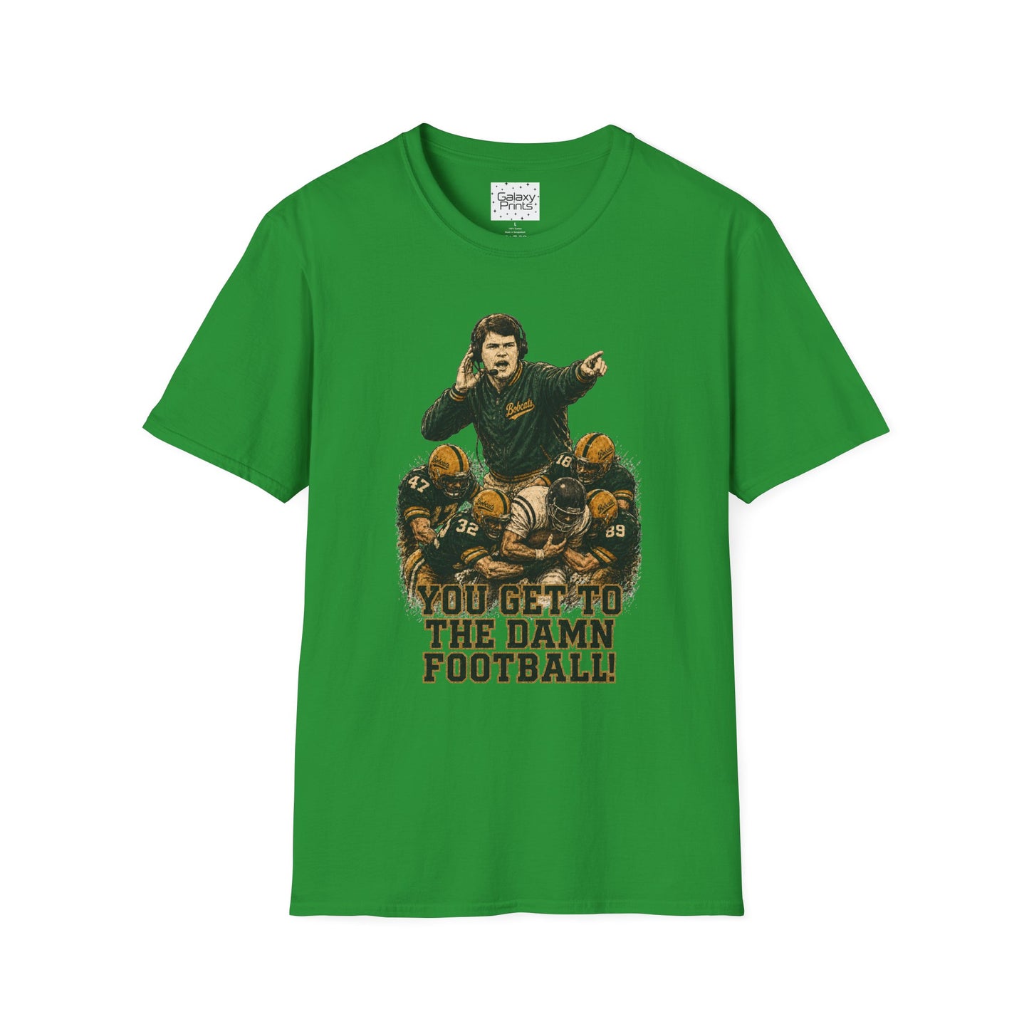 Lees-McRae College Bobcats Vintage Football T-Shirt — Coach Johnson #2  "You Get To The Darm Football" - Forever Undefeated