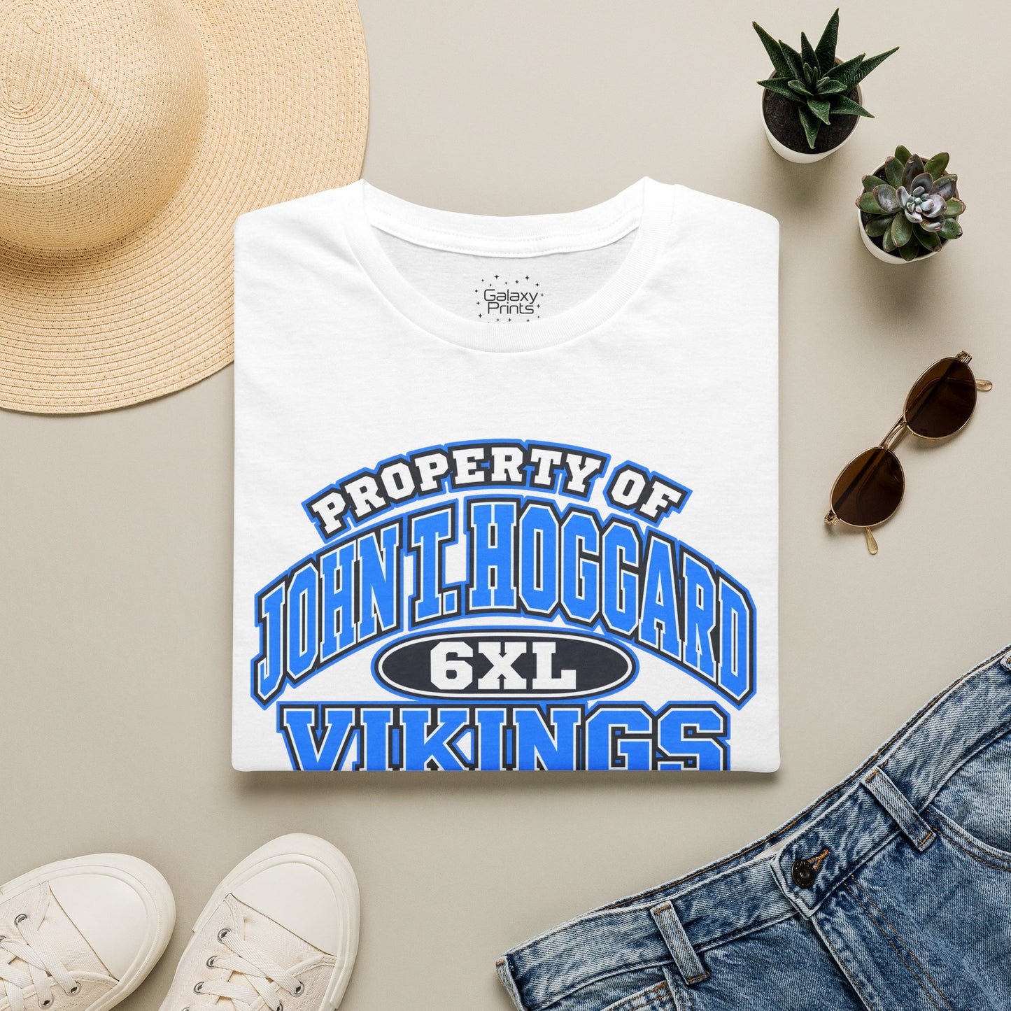 Property of JTH Vikings T‑Shirt 6XL — Viking in Power Circle back - Hoggard School Spirit Tee