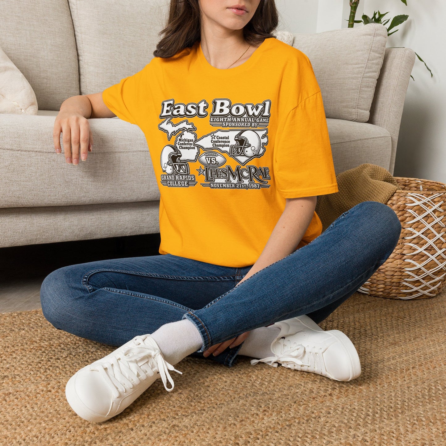 1987 East Bowl Vintage Football T-Shirt — Retro Game Day Tee (East Bowl, Lees McRae)